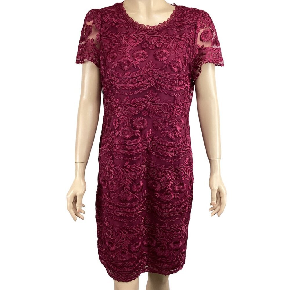 Sail To Sable Size Medium Lace Embroidered Dress Lined Short‎ Sleeves